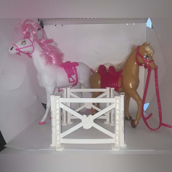 Toys | Barbie Horse Set 2 Horse And Fence | Poshmark